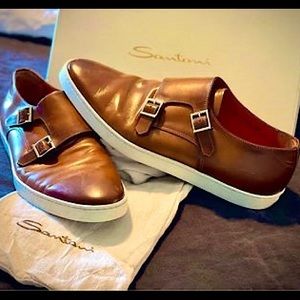 Handmade Italian leather Oxford loafers by Santoni - size 10 1/2